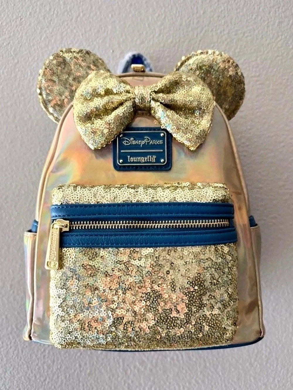 Loungefly Earidescent Gold Sequin Backpack Disney Parks 50th Anniversary